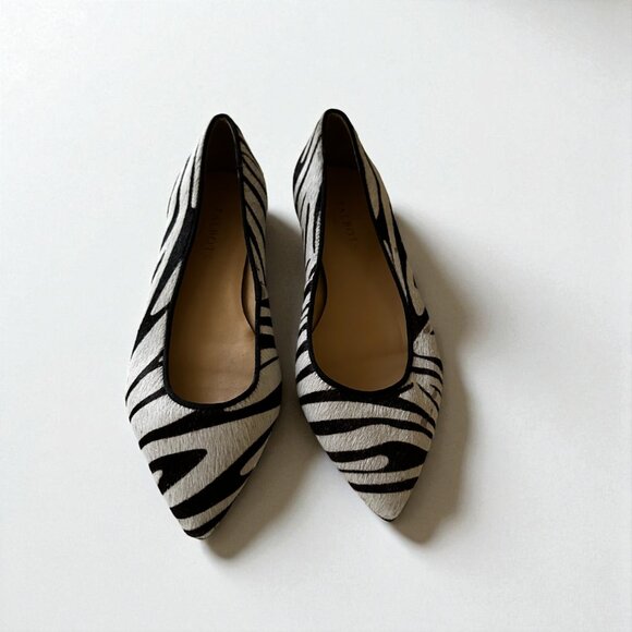 Talbots Zebra Print Pointed Toe Flats | Size 7.5 | Leather & Fur | Made in Brazi - Picture 8 of 9